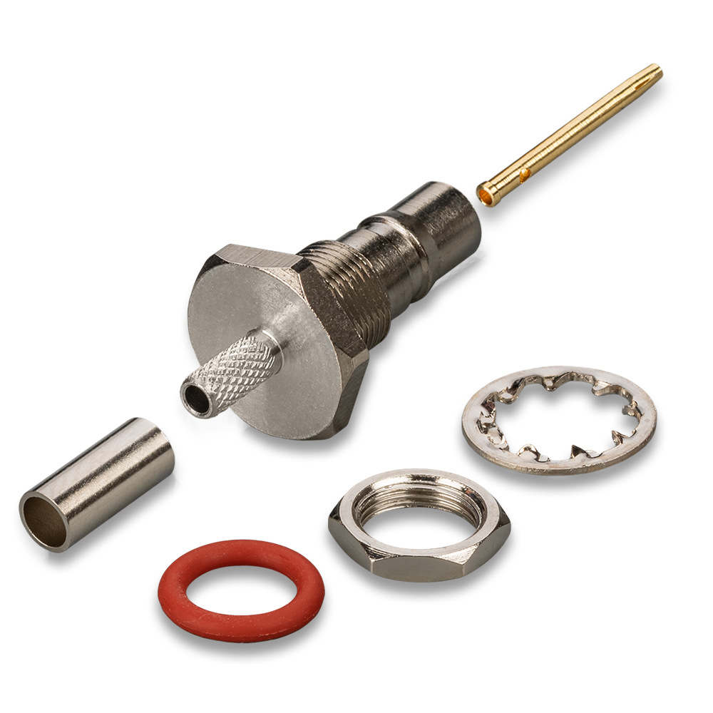 Разъем QMA(female) на кабели RG-174, RG-316, герметичный с резиновым уплотнителем, с гайкой
