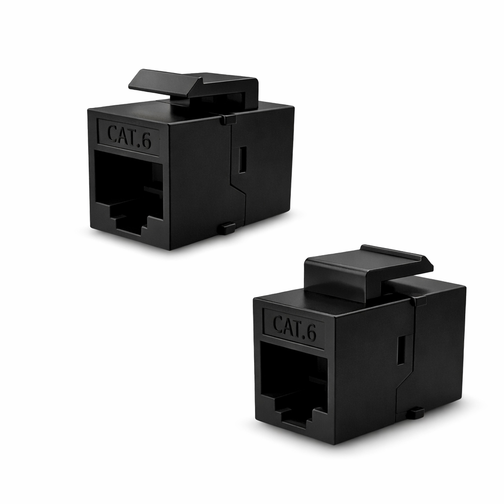 Переходник RJ45, CAT6, 8P8C, 1000 Мбит/с, гнездо-гнездо, черный