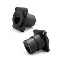 Переходник RJ45 D-типа на корпус, CAT6, 8P8C, 1000 Мбит/с, для внутреннего монтажа, гнездо-гнездо, черный